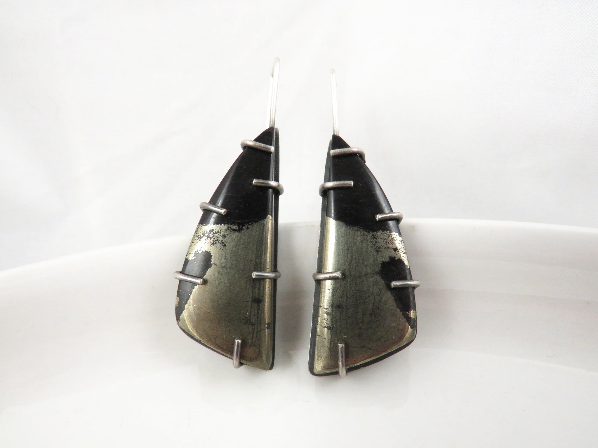 Chalcopyrite Silver Dangle Earrings 