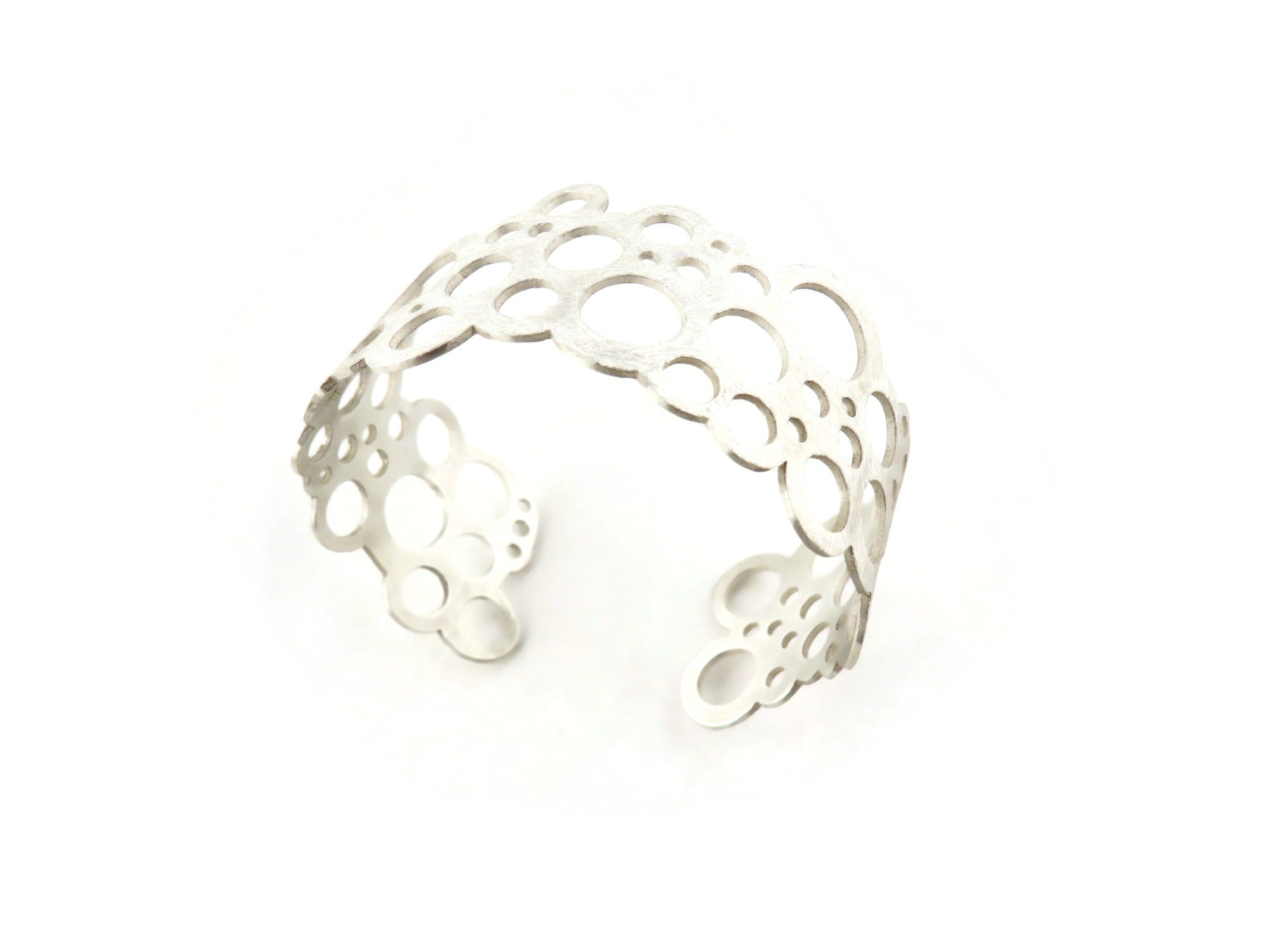 Circles Geometric Silver Cuff Bracelet | KimyaJoyas