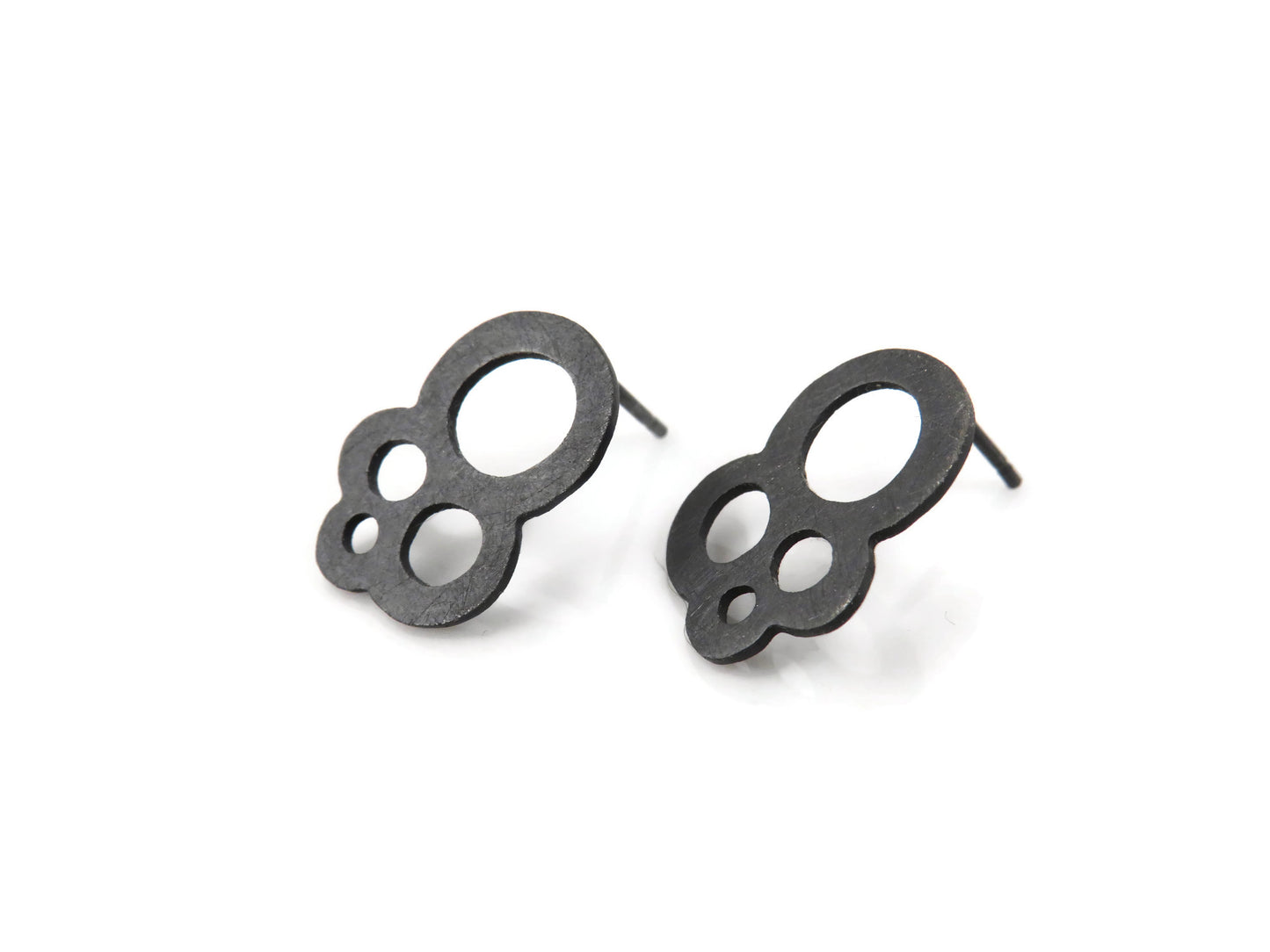Circles Oxidized Silver Stud Earrings KimyaJoyas