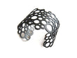 Circles Wide Oxidized Silver Cuff Bracelet KimyaJoyas