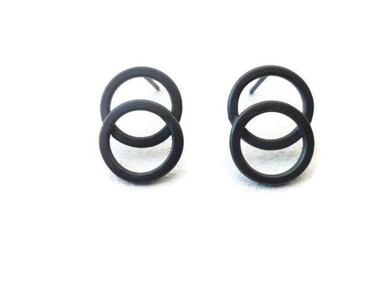 Circles Stud Oxidized Earrings - 101MIS KimyaJoyas