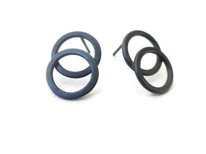 Circles Stud Oxidized Earrings - 101MIS KimyaJoyas
