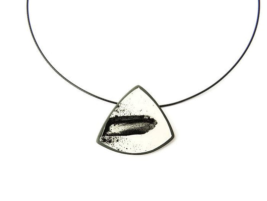 Enamel Oxidized Silver Pendant - Contemporary Jewelry | KimyaJoyas