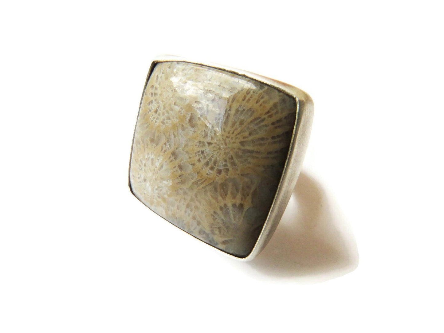 Fossil Coral Silver Ring - 1764 KimyaJoyas