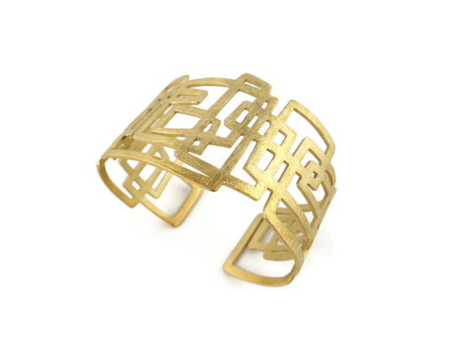 Gold Plated Linear Cuff Bracelet