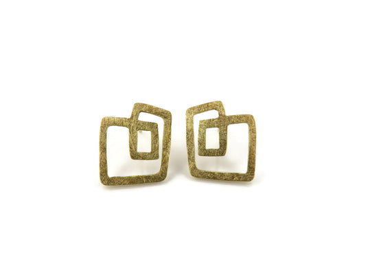 Gold Plated Linear Stud Earrings
