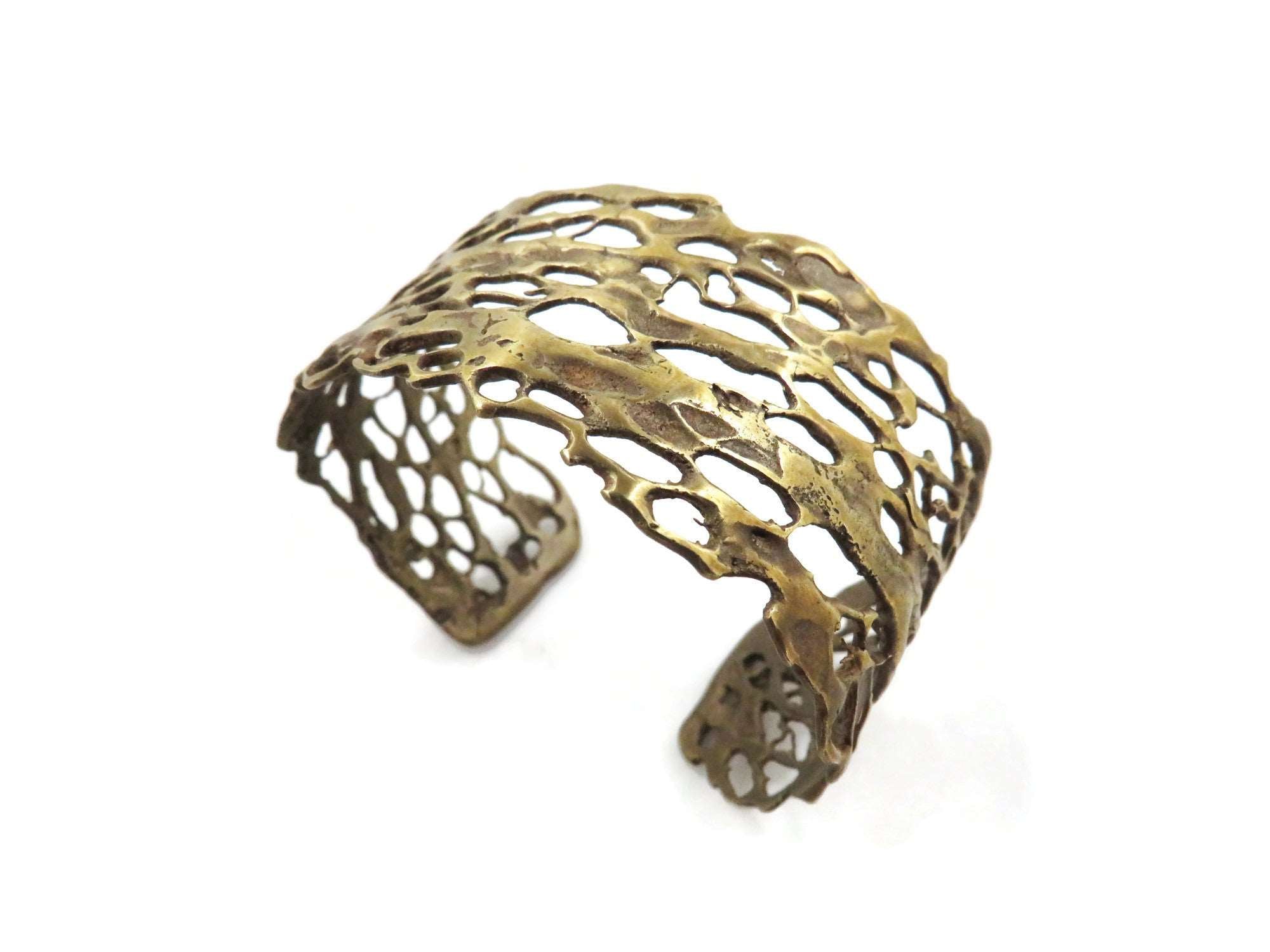 Organic Bronze Wide Bracelet - KimyaJoyas