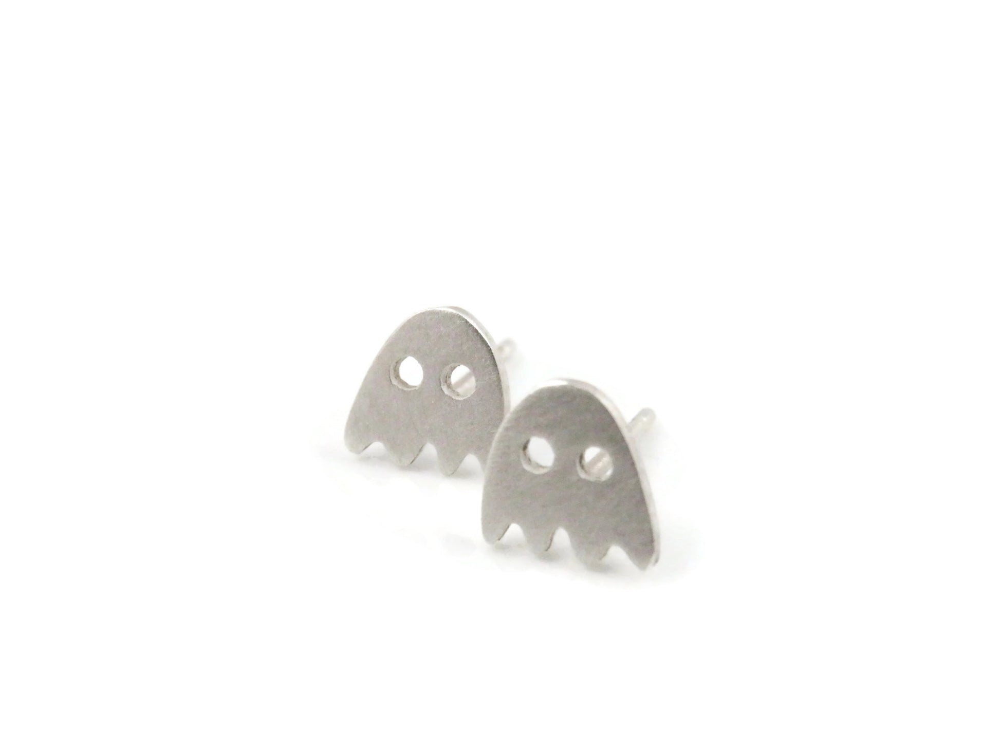 Tiny Ghost Silver Stud Earrings