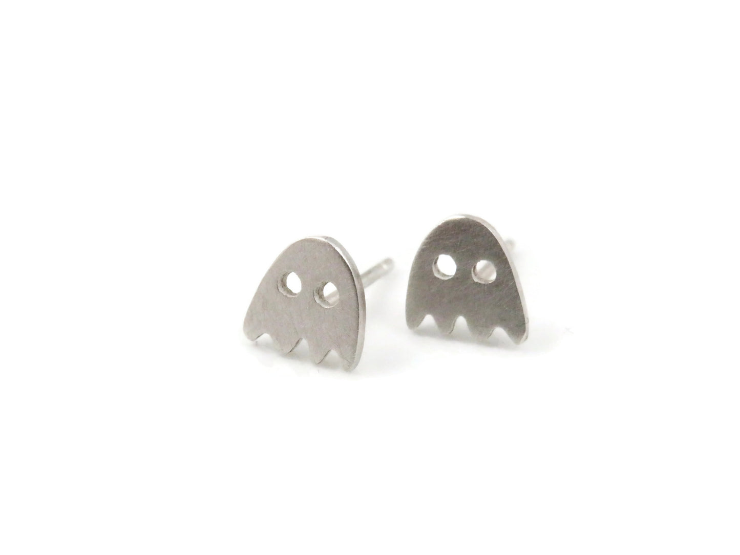 Tiny Ghost Silver Stud Earrings