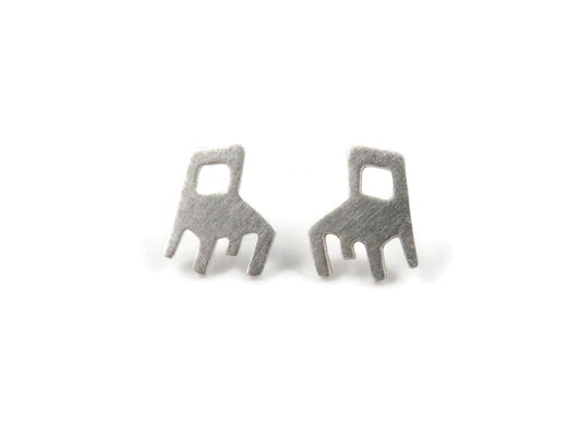Tiny Chair Silver Stud Earrings