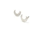 Tiny Moon Silver Stud Earrings