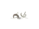 Tiny Moon Silver Stud Earrings