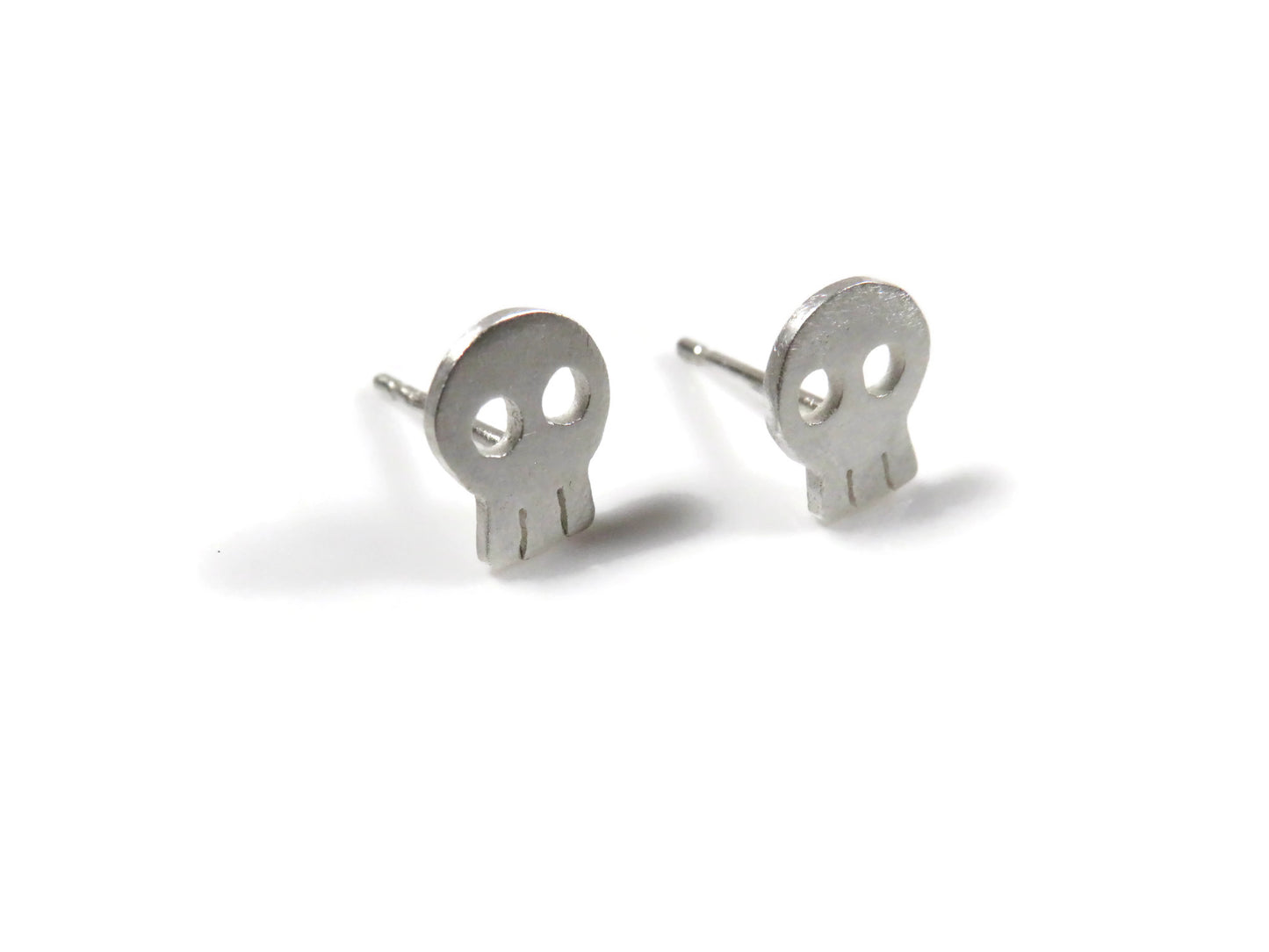 Tiny Skulls Silver Stud Earrings