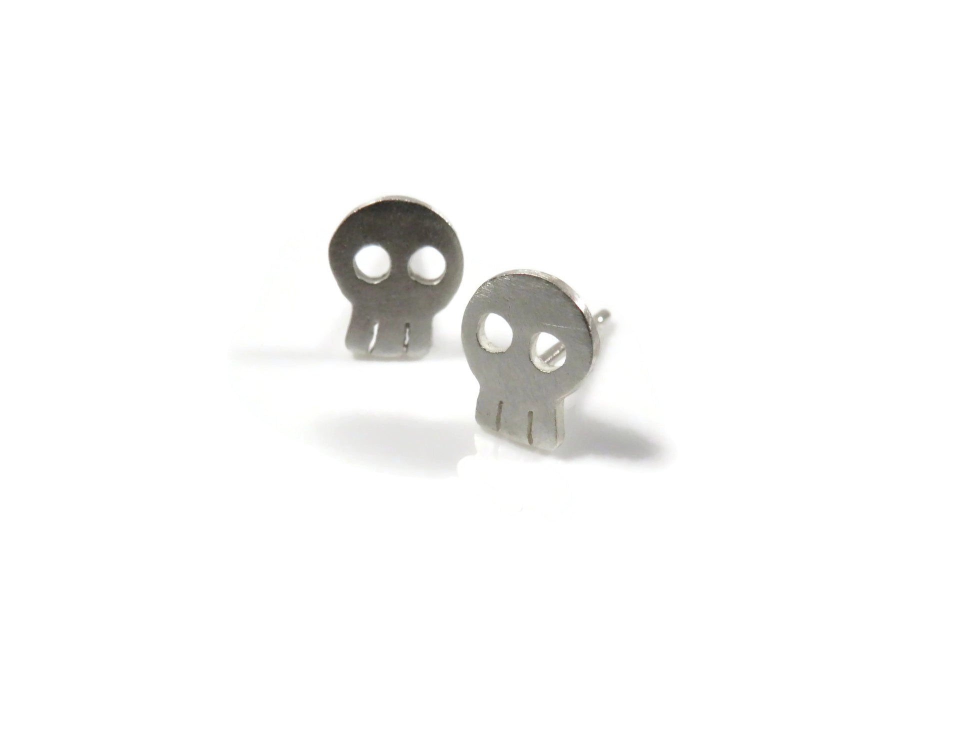Tiny Skulls Silver Stud Earrings