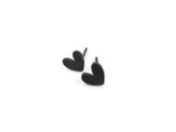 Tiny Hearts Black Silver Stud Earrings