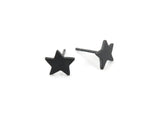 Tiny Stars Black Silver Stud Earrings