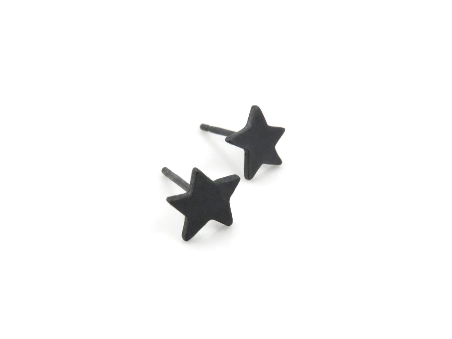 Tiny Stars Black Silver Stud Earrings
