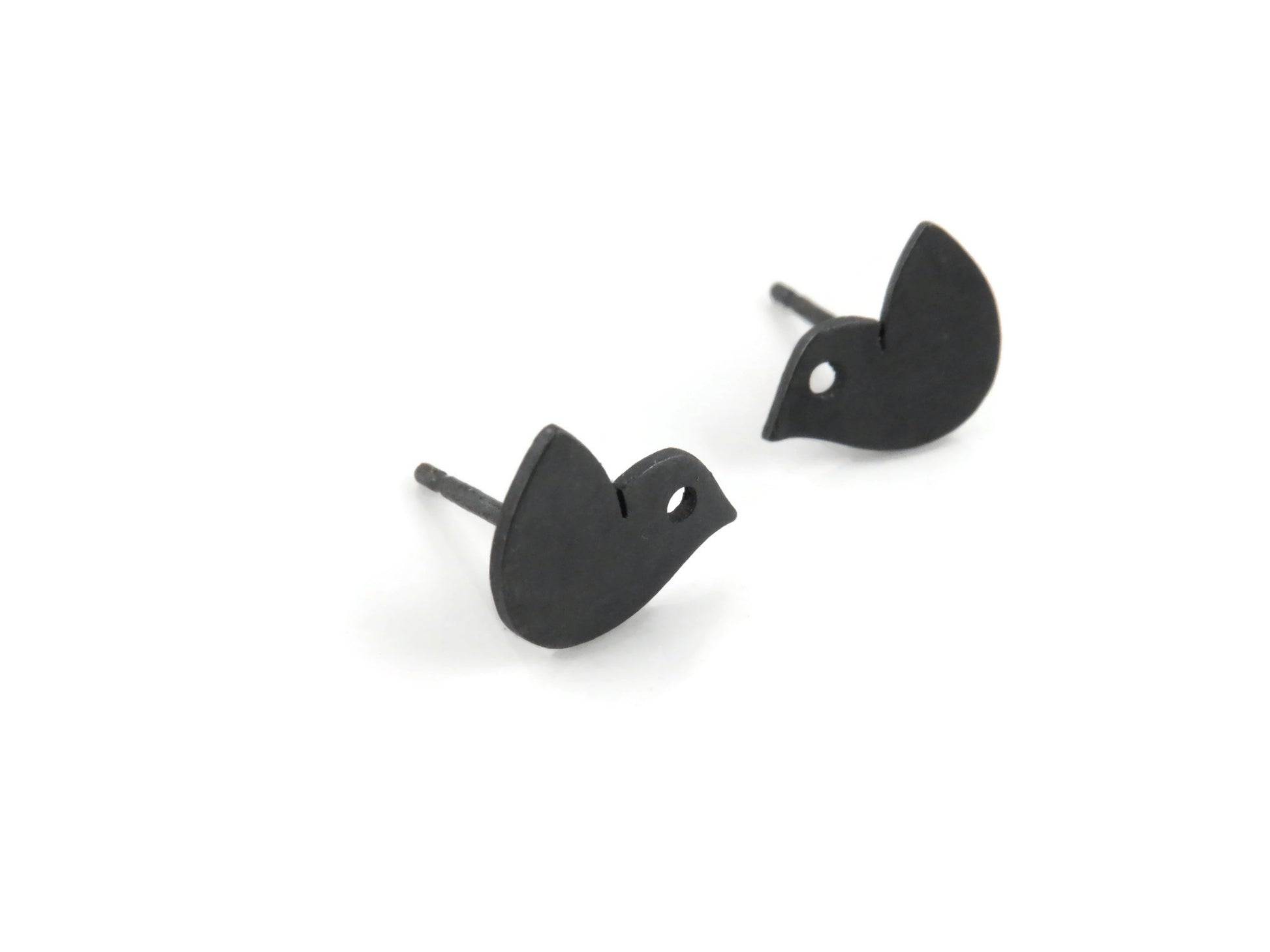 Tiny Birds Oxidized Silver Stud Earrings