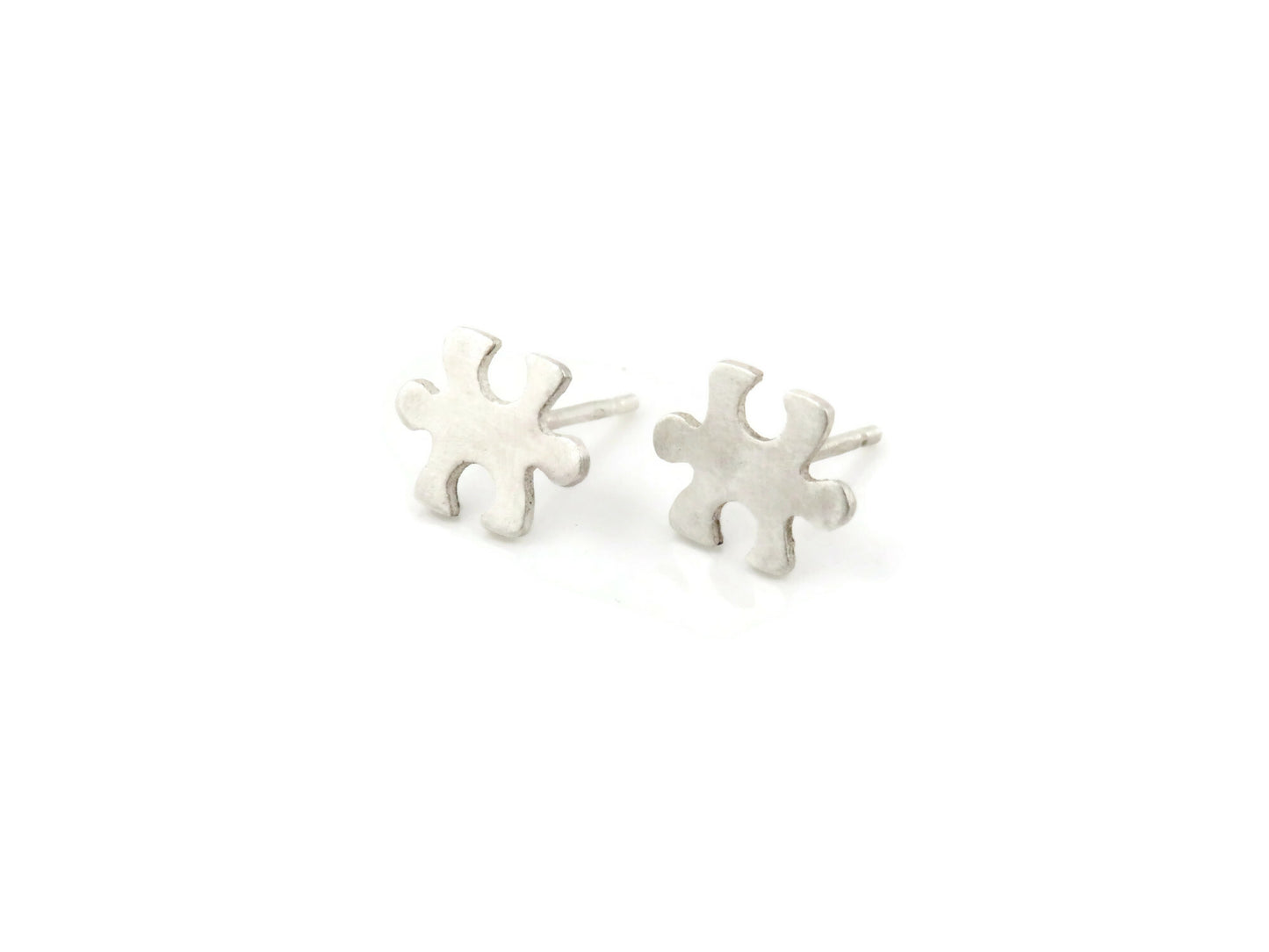 Tiny Puzzle Silver Stud Earrings