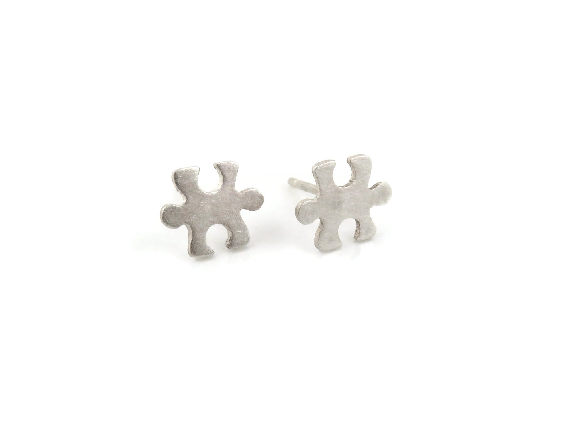 Tiny Puzzle Silver Stud Earrings