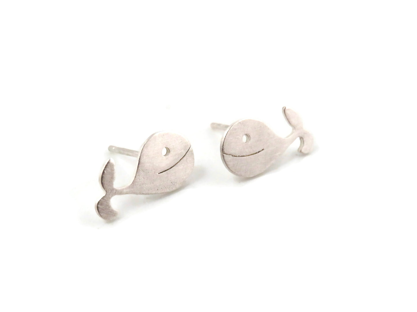 Tiny Whales Silver Stud Earrings