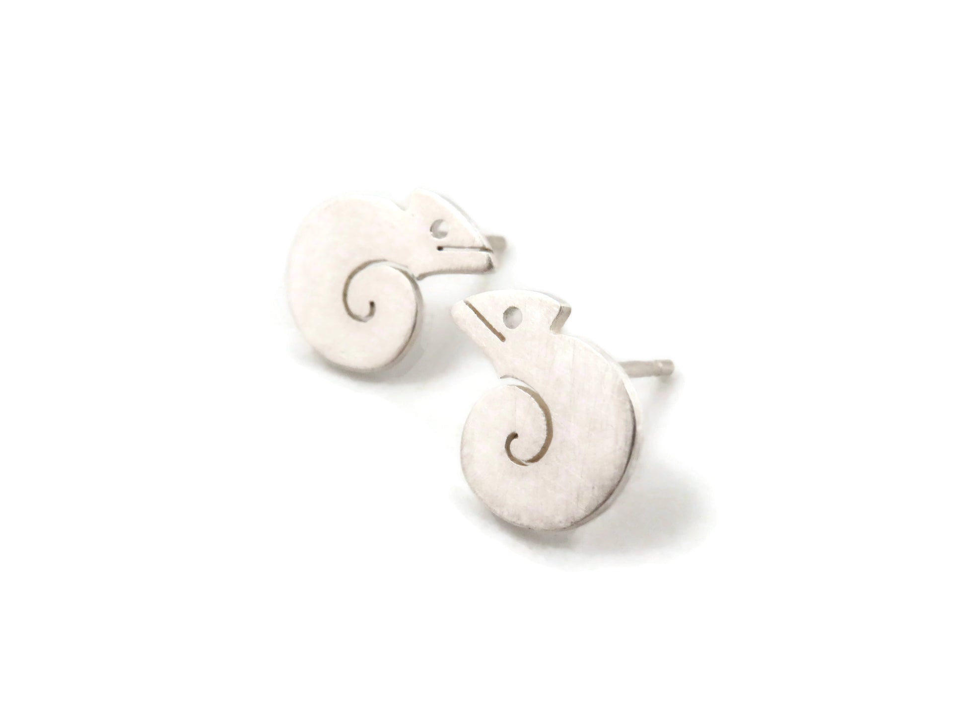 Tiny Chameleons Silver Stud Earrings