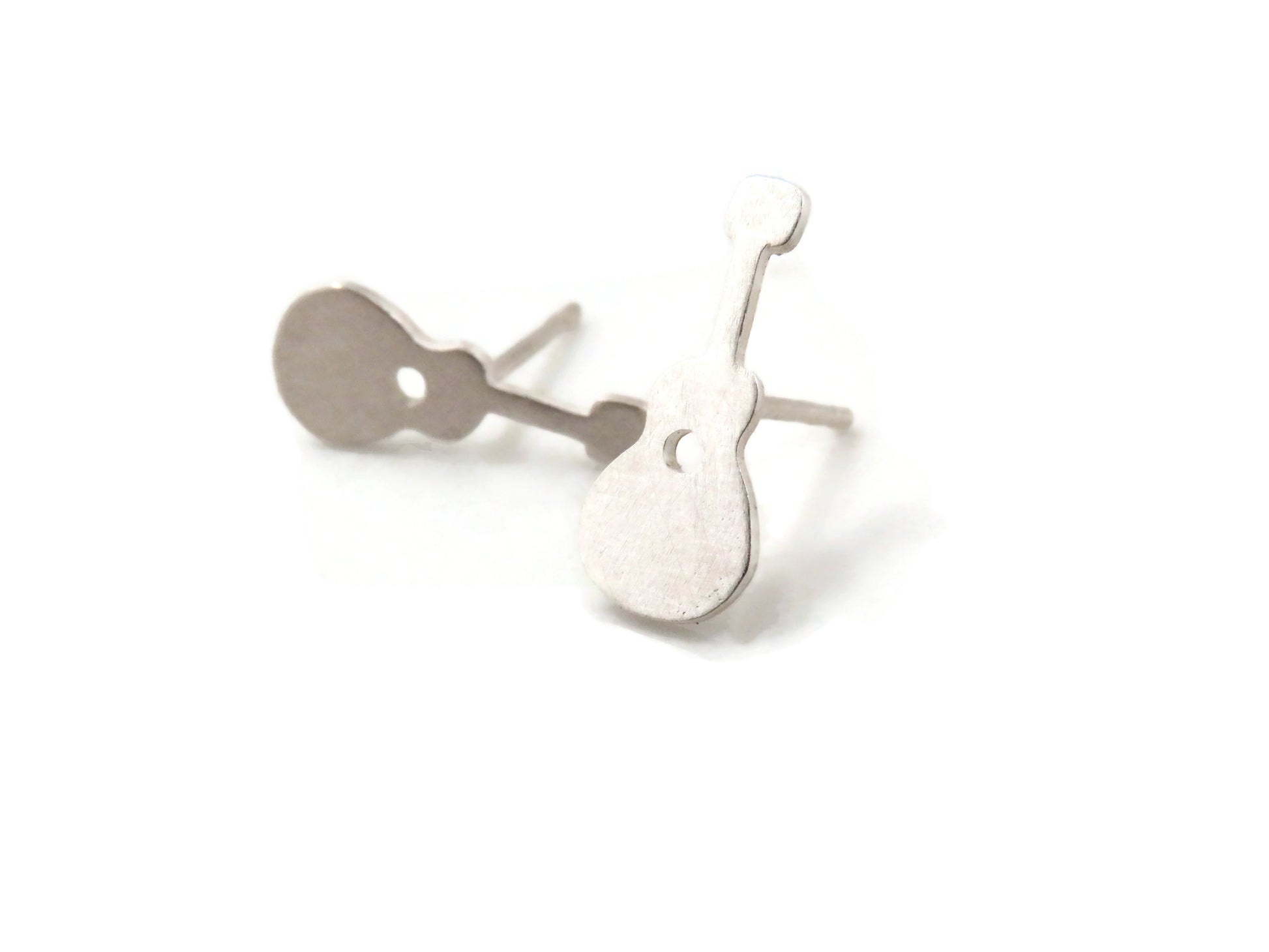 Tiny Guitars Silver Stud Earrings