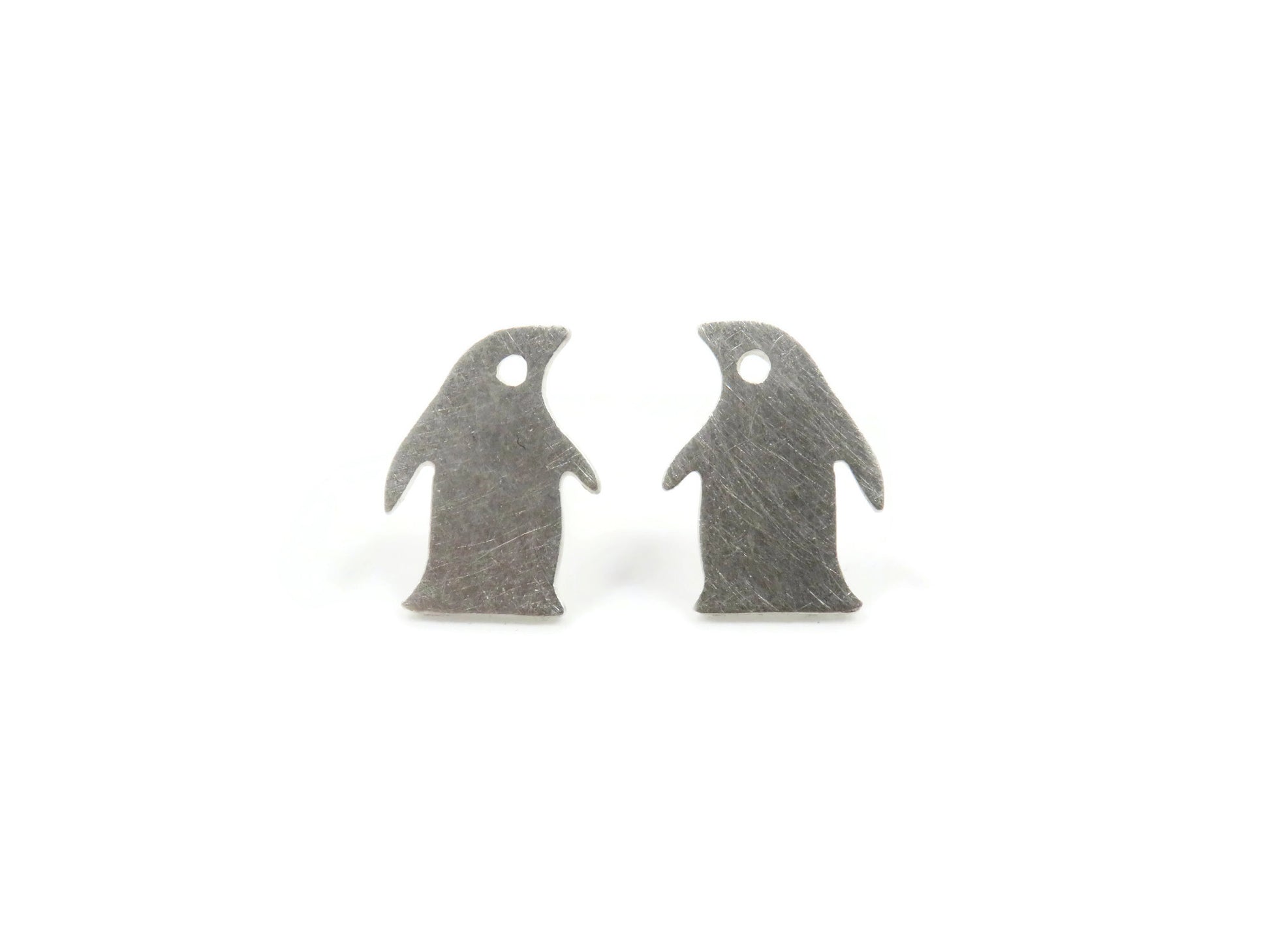 Tiny Penguin Silver Stud Earrings