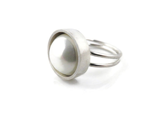 Large Mabe Pearl Silver Ring KimyaJoyas