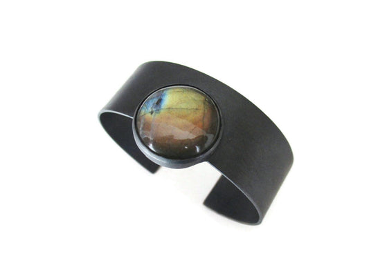 Labradorite oxidized silver bracelet - Kleros KimyaJoyas