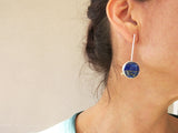 Lapis Lazuli Silver & Gold Drop Earrings
