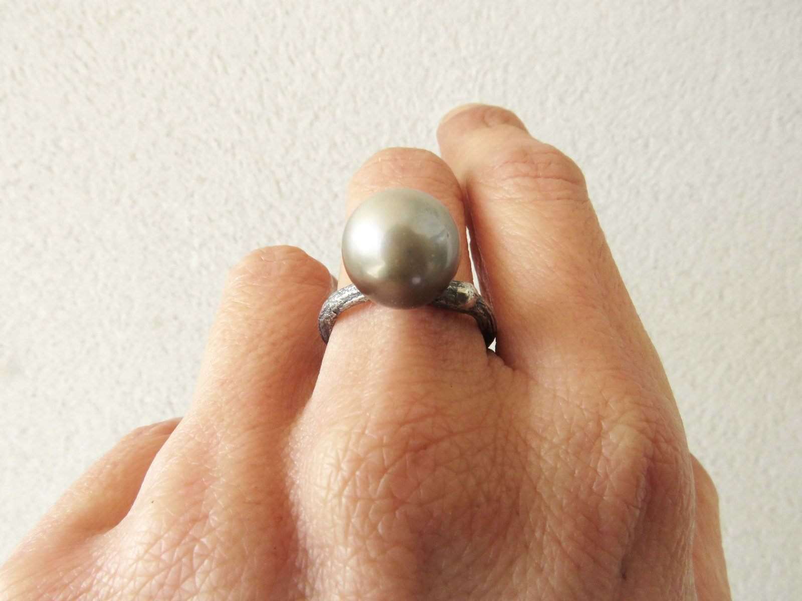 Large Tahitian Pearl Silver Ring - Amante KimyaJoyas