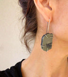 Long Raw Pyrite Silver Earrings - Teurgia KimyaJoyas