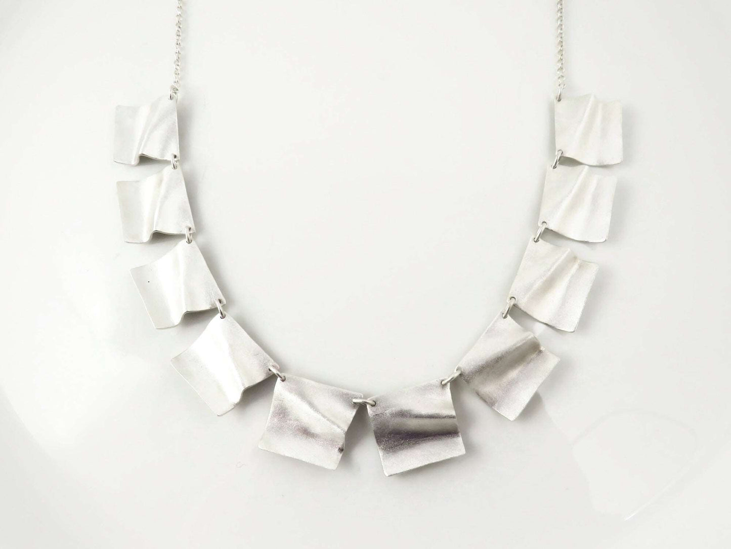 Modern Sand Texture Silver Necklace - 403PLI KimyaJoyas