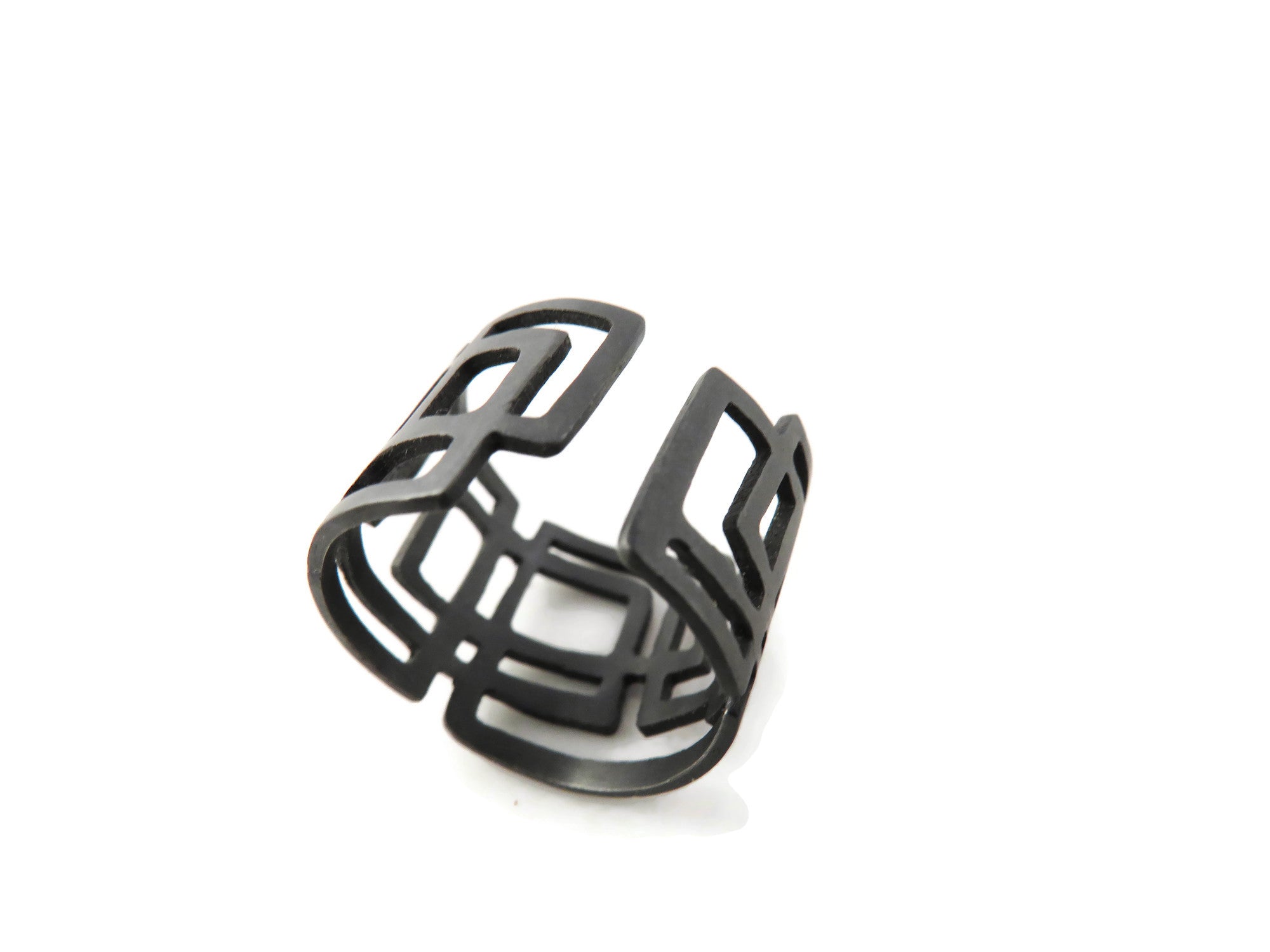 Modernist Oxidized Silver Ring - Architectural Ring | KimyaJoyas