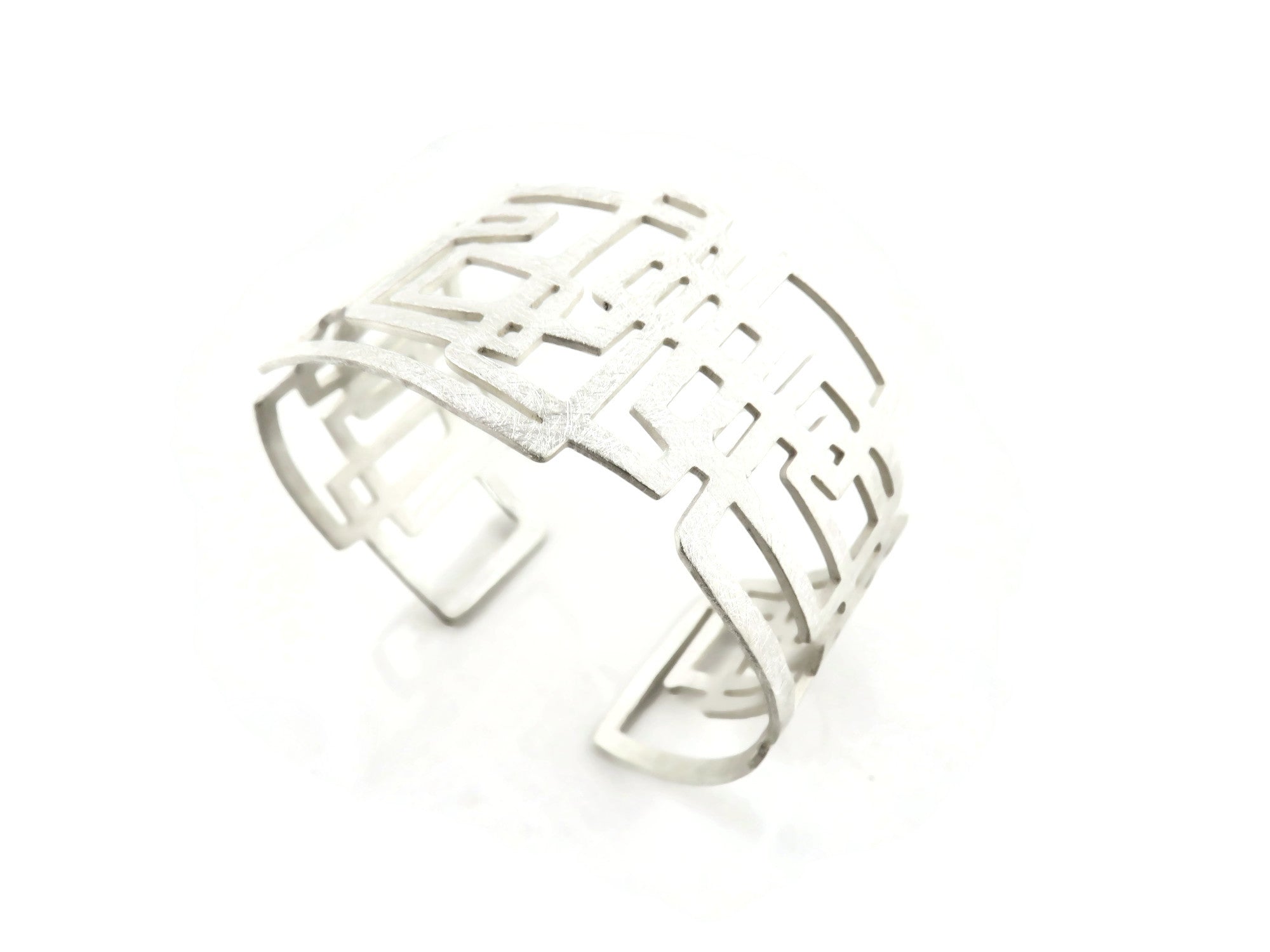 Modernist Wide Silver Cuff Bracelet - KimyaJoyas