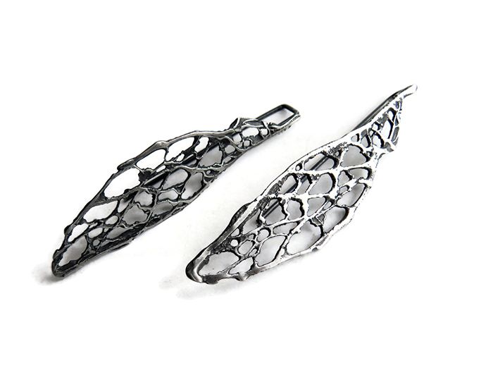 Natural Pattern Silver Earrings - Organic Silver Jewelry | KimyaJoyas