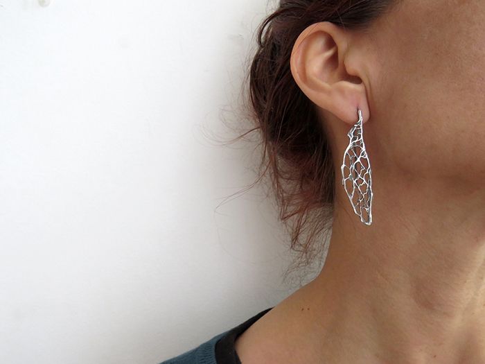 Natural Pattern Silver Earrings - Organic Silver Jewelry | KimyaJoyas