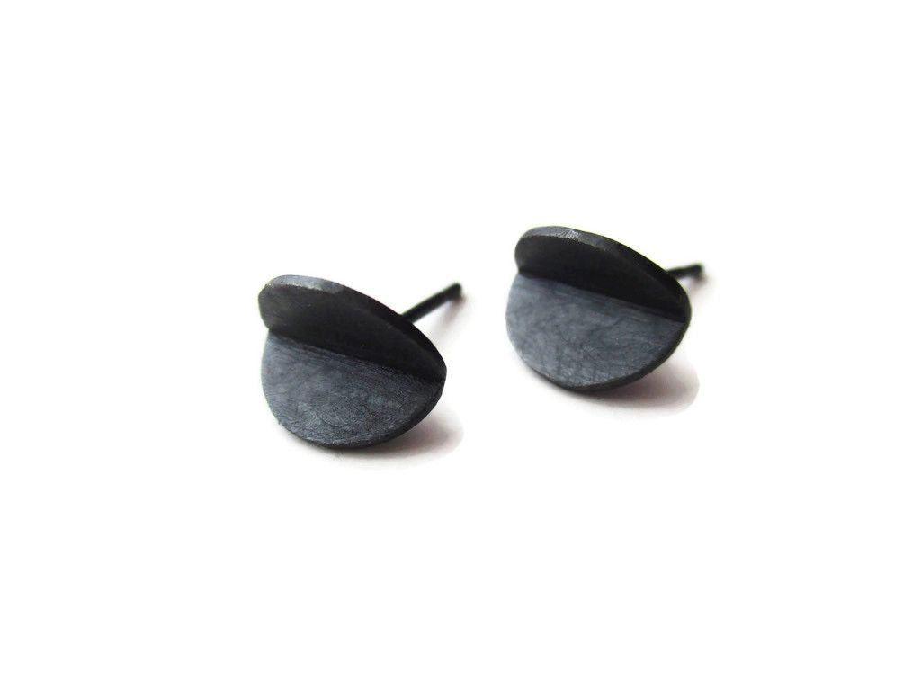 Oxidized Silver Stud Earrings - 101MOT KimyaJoyas