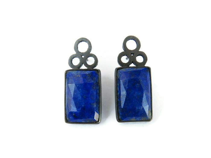 RESERVED - Lapis Lazuli Oxidized Earrings - Kheta KimyaJoyas