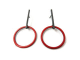 Red Enamel Hoops Earrings - Artistic Jewelry | KimyaJoyas