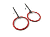 Red Enamel Hoops Earrings - Artistic Jewelry | KimyaJoyas
