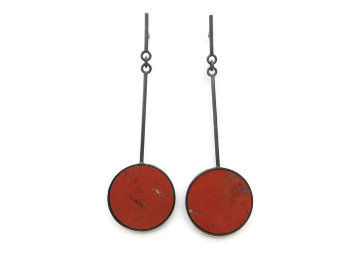 Red Jasper Oxidized Earrings - Yuno KimyaJoyas