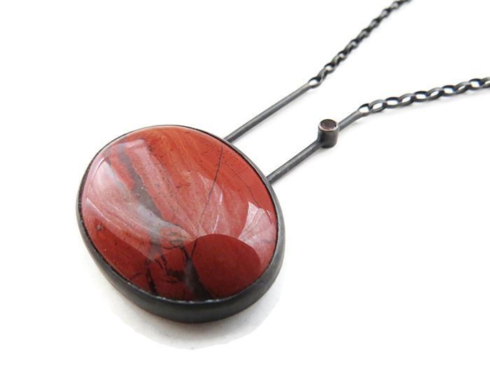 Red Jasper Oxidized Silver Necklace - Adonis KimyaJoyas