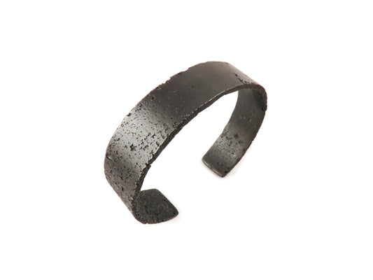 Rustic Textured Oxidized Silver Cuff Bracelet - KimyaJoyas