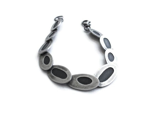 Contemporary Silver Link Bracelet- KimyaJoyas