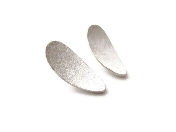 Oval Stud Silver Earrings - Unique Silver Jewelry | KimyaJoyas