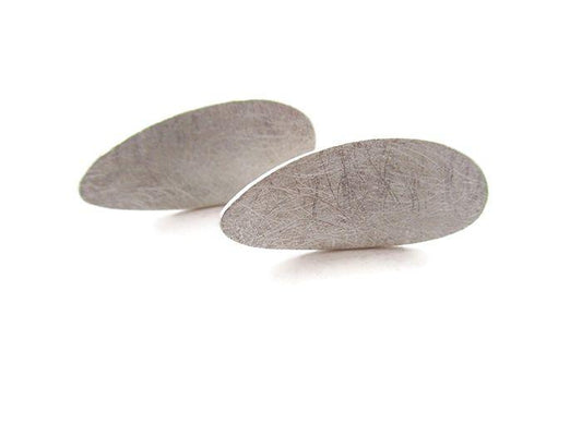 Oval Stud Silver Earrings - Unique Silver Jewelry | KimyaJoyas