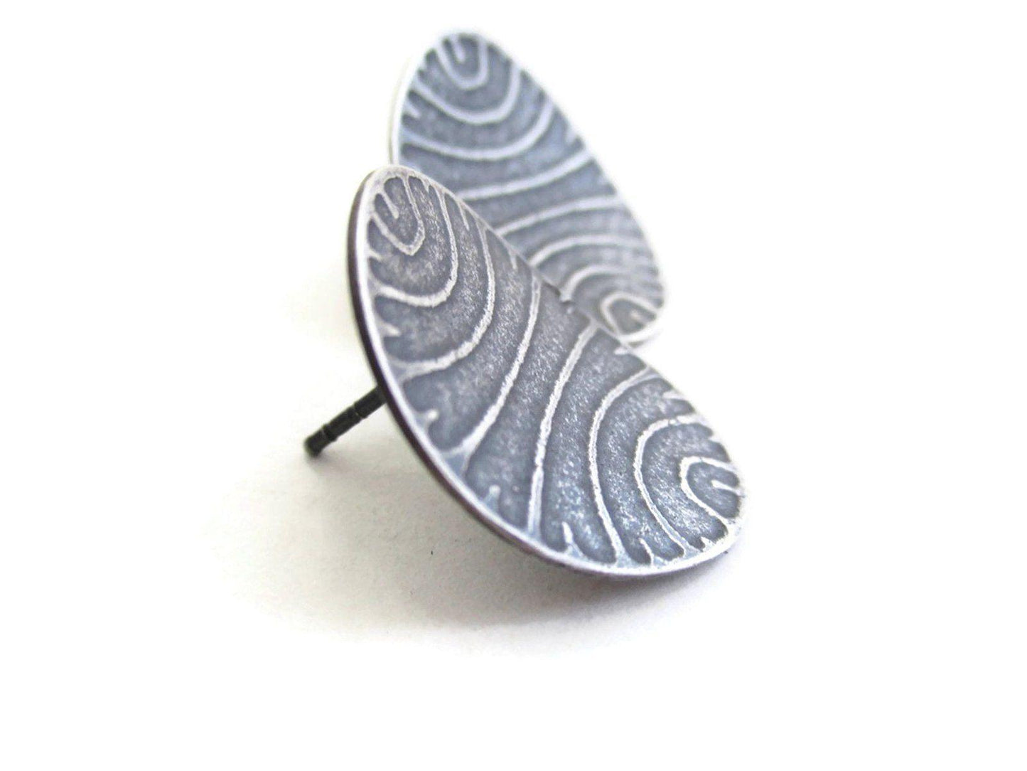 Textured pattern silver earrings - 106REL KimyaJoyas