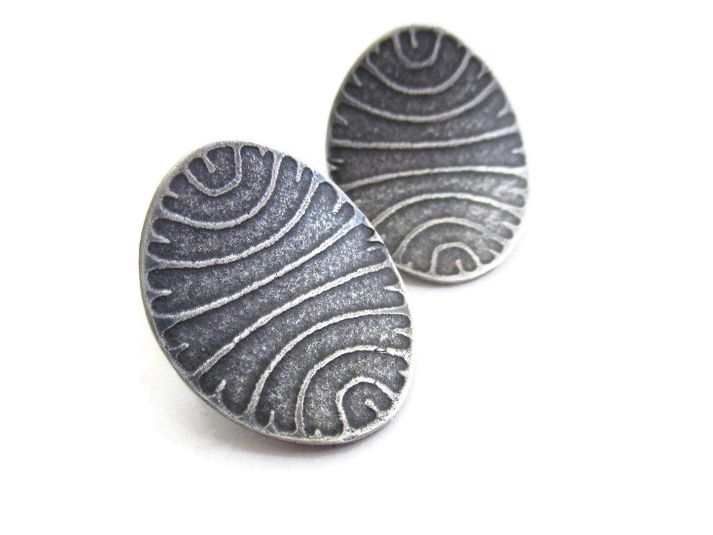 Textured pattern silver earrings - 106REL KimyaJoyas